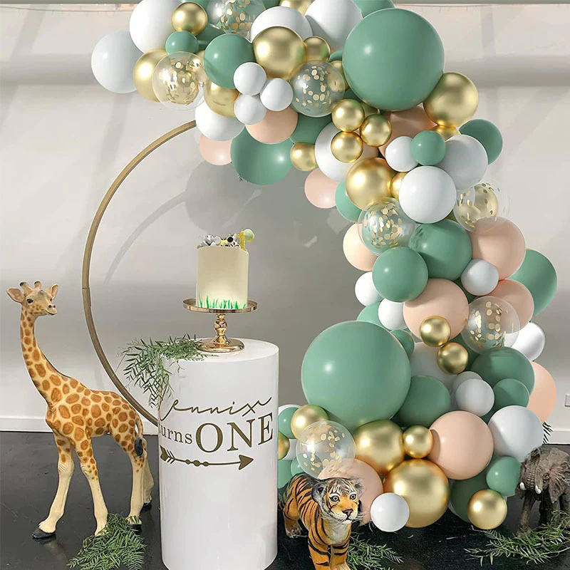 CLEARANCE Balloon Garland Kit - Green, Gold, White, Blush (117pc) - Image 2