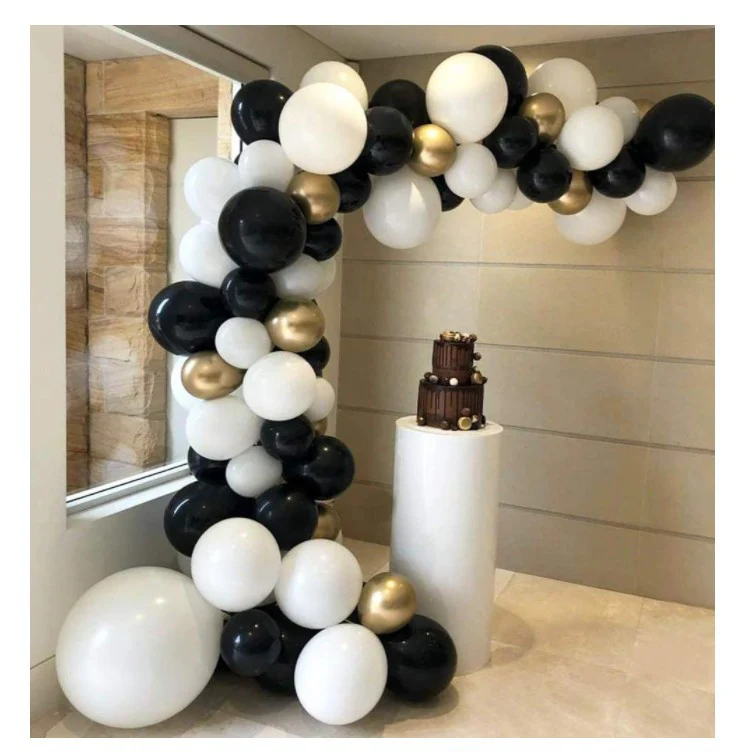 Balloon Garland Kit - Gold, Black, White (151pc) - Image 2