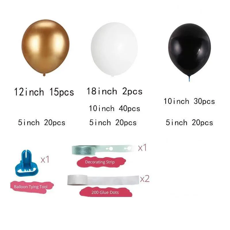 Balloon Garland Kit - Gold, Black, White (151pc) - Image 3