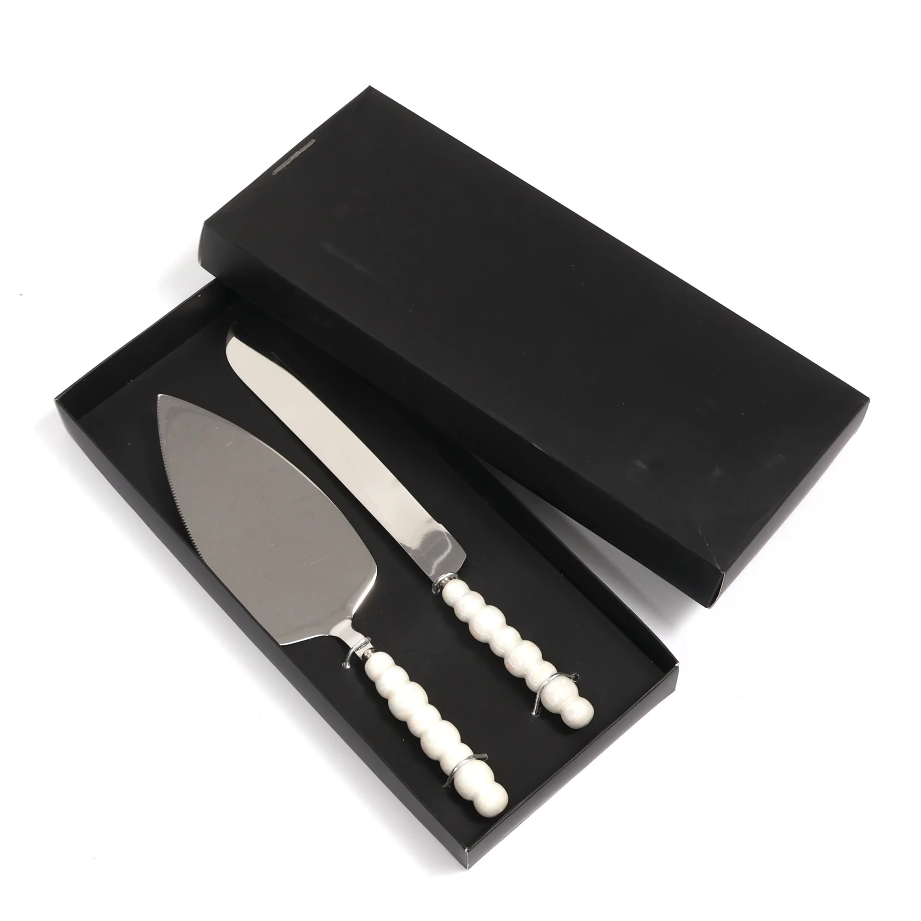 Cake Knife & Server Set - Bubble Handle - Silver (2pc) - Image 6