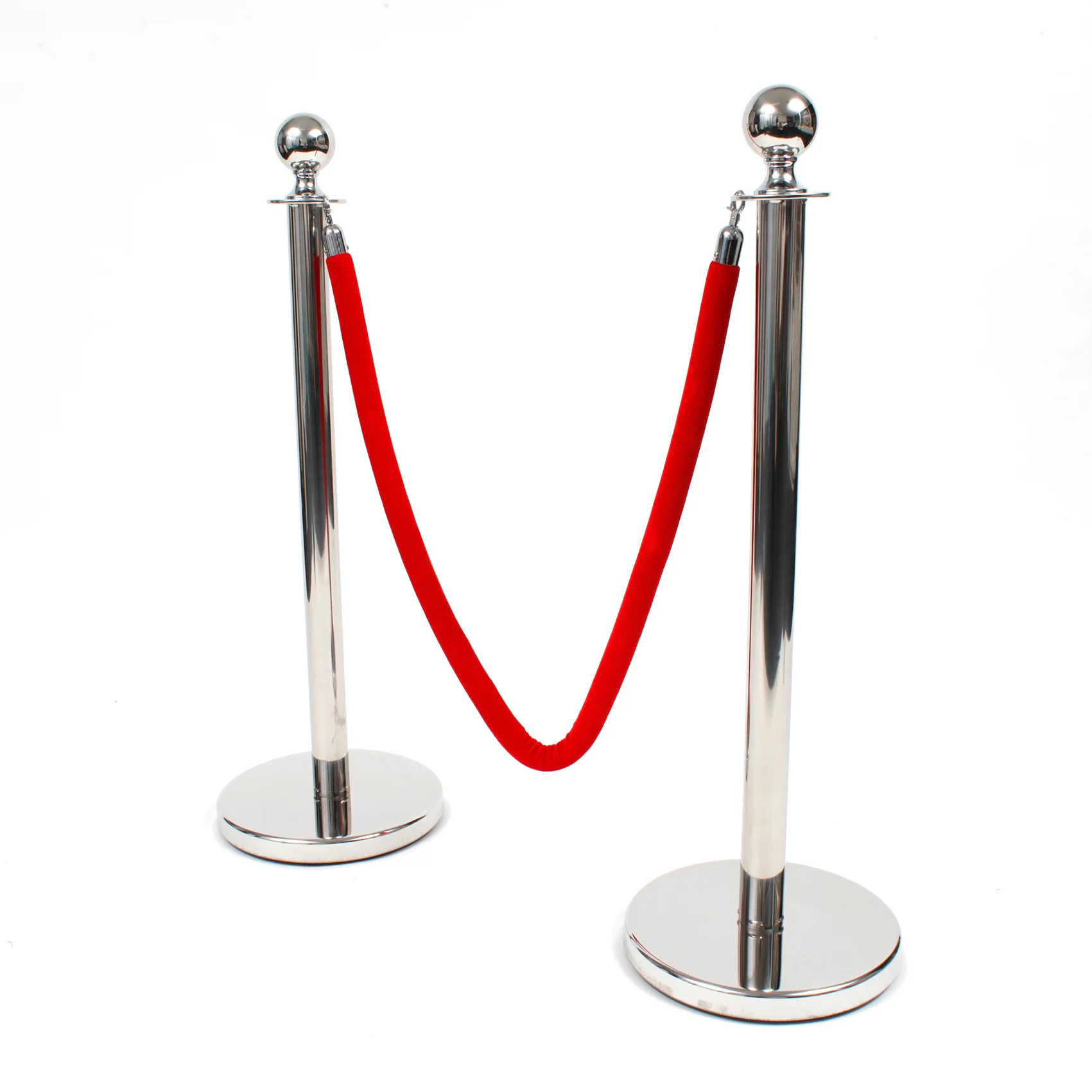 Bollard / Stanchion & Velvet Rope Set (Silver with Red Rope) - Image 2