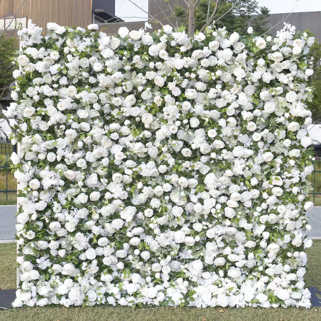 3D Flower Wall Backdrop Event Curtain - White (3x3m ROLL UP)