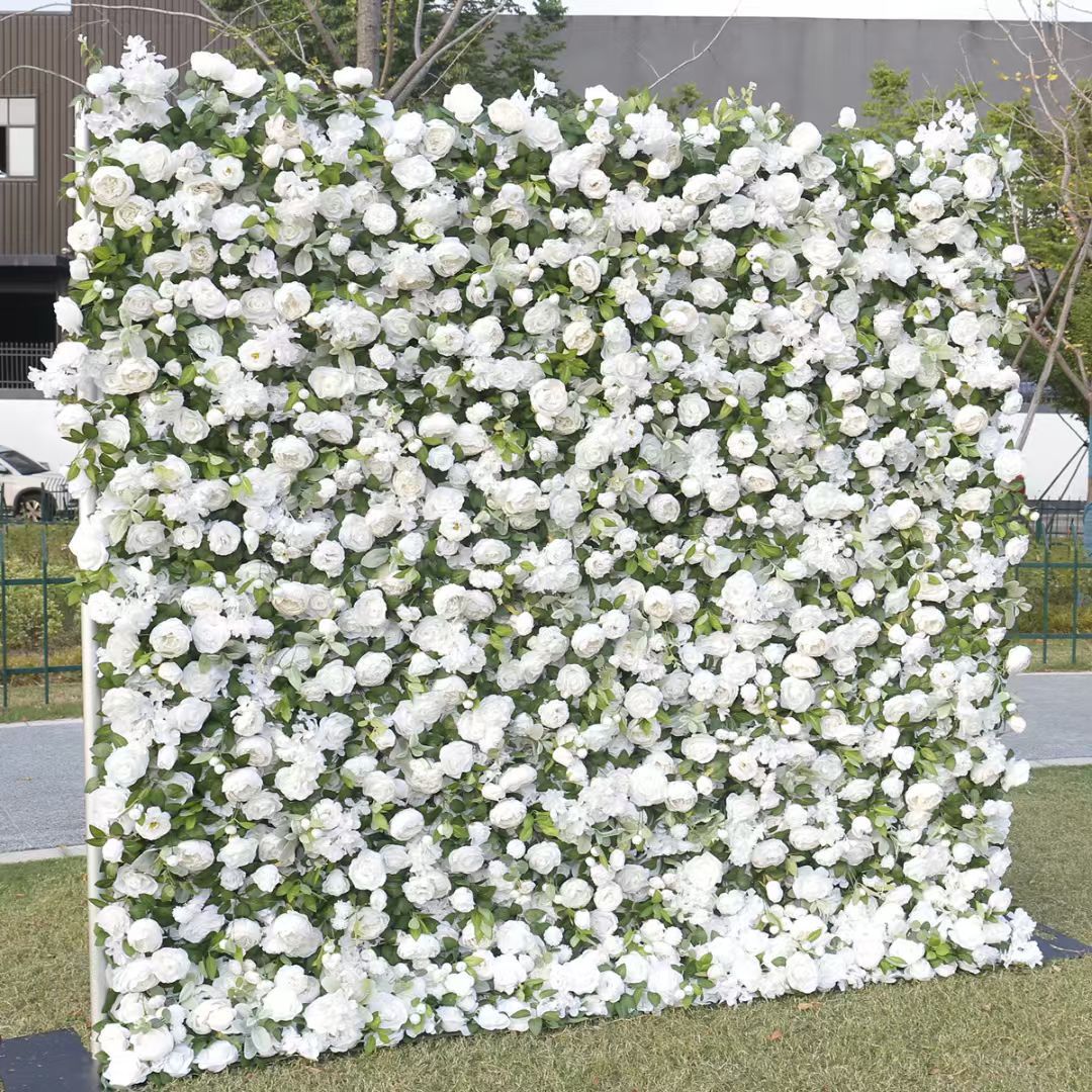 3D Flower Wall Backdrop Event Curtain - White (3x3m ROLL UP) - Image 2