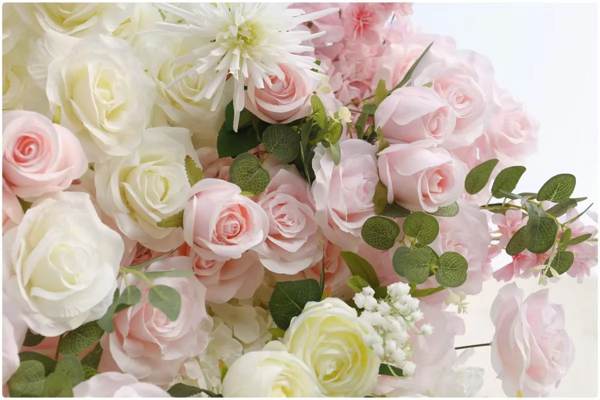 3D Flower Wall Backdrop Event Curtain - White & Pink (3x3m ROLL UP) - Image 3