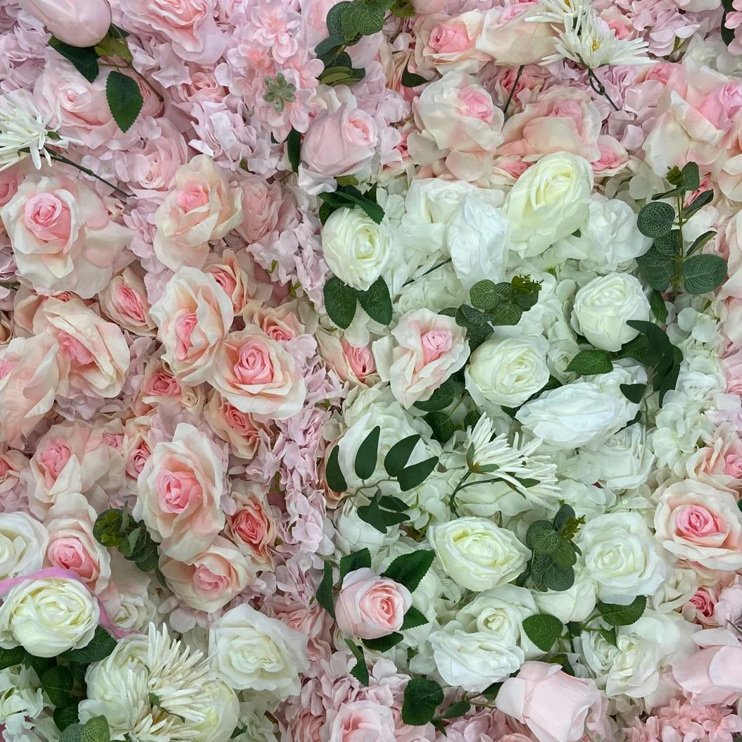 3D Flower Wall Backdrop Event Curtain - White & Pink (3x3m ROLL UP) - Image 6