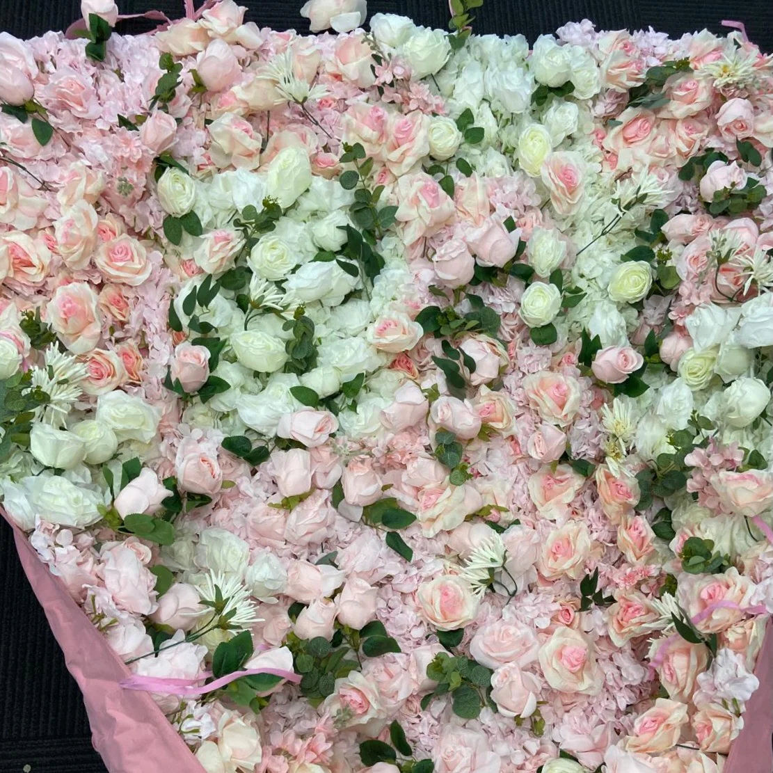 3D Flower Wall Backdrop Event Curtain - White & Pink (3x3m ROLL UP) - Image 8