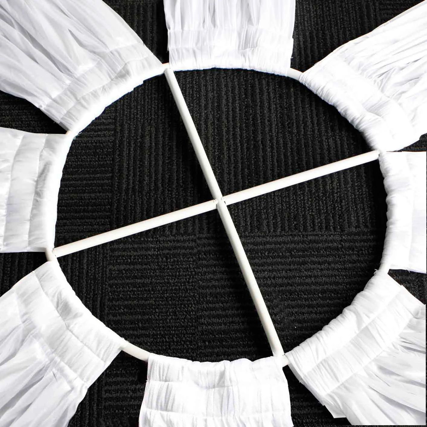 8pc Ceiling Drape Package (Ice Silk Satin & Cross Centre Ring) - White - Image 11