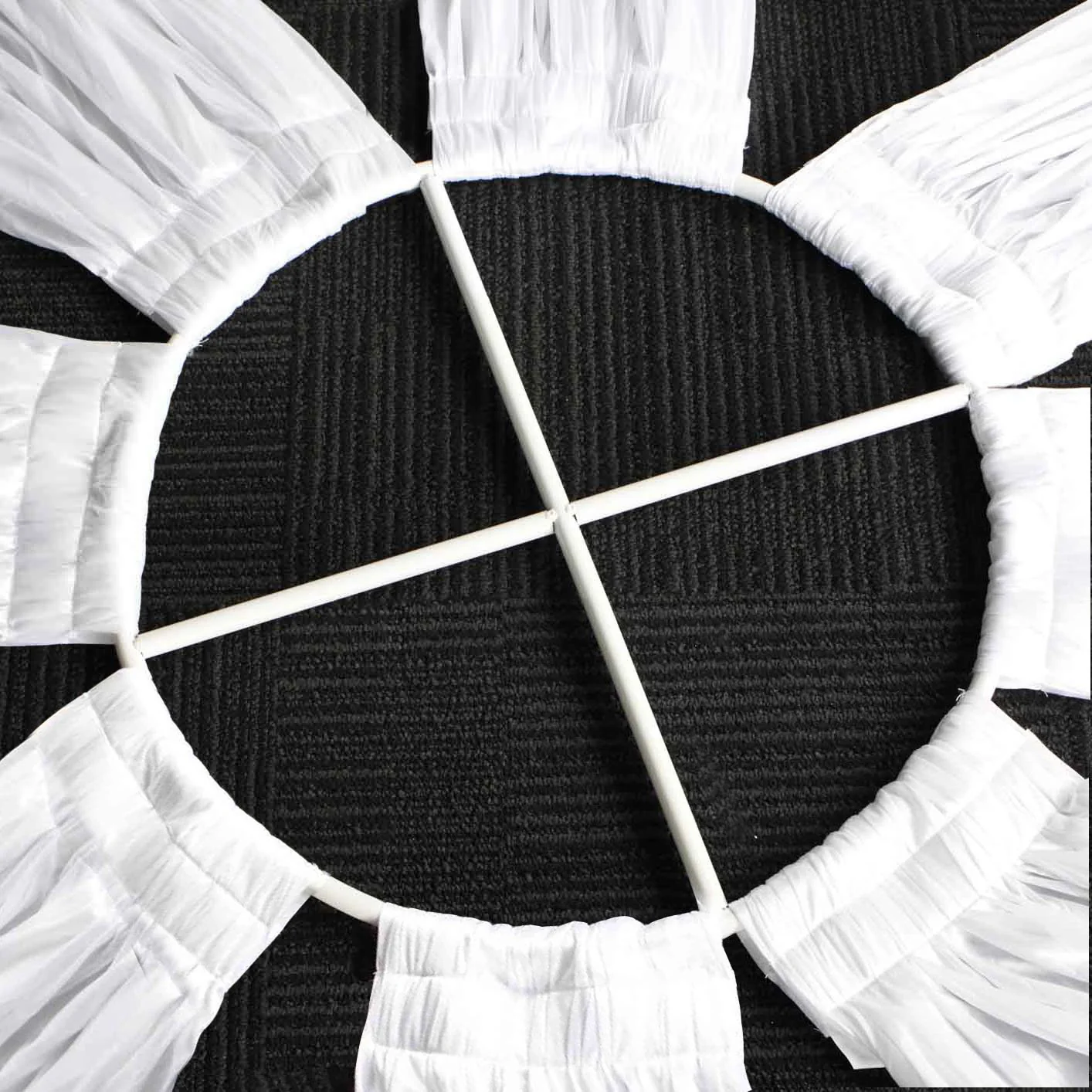 8pc Ceiling Drape Package (Ice Silk Satin & Cross Centre Ring) - White - Image 3