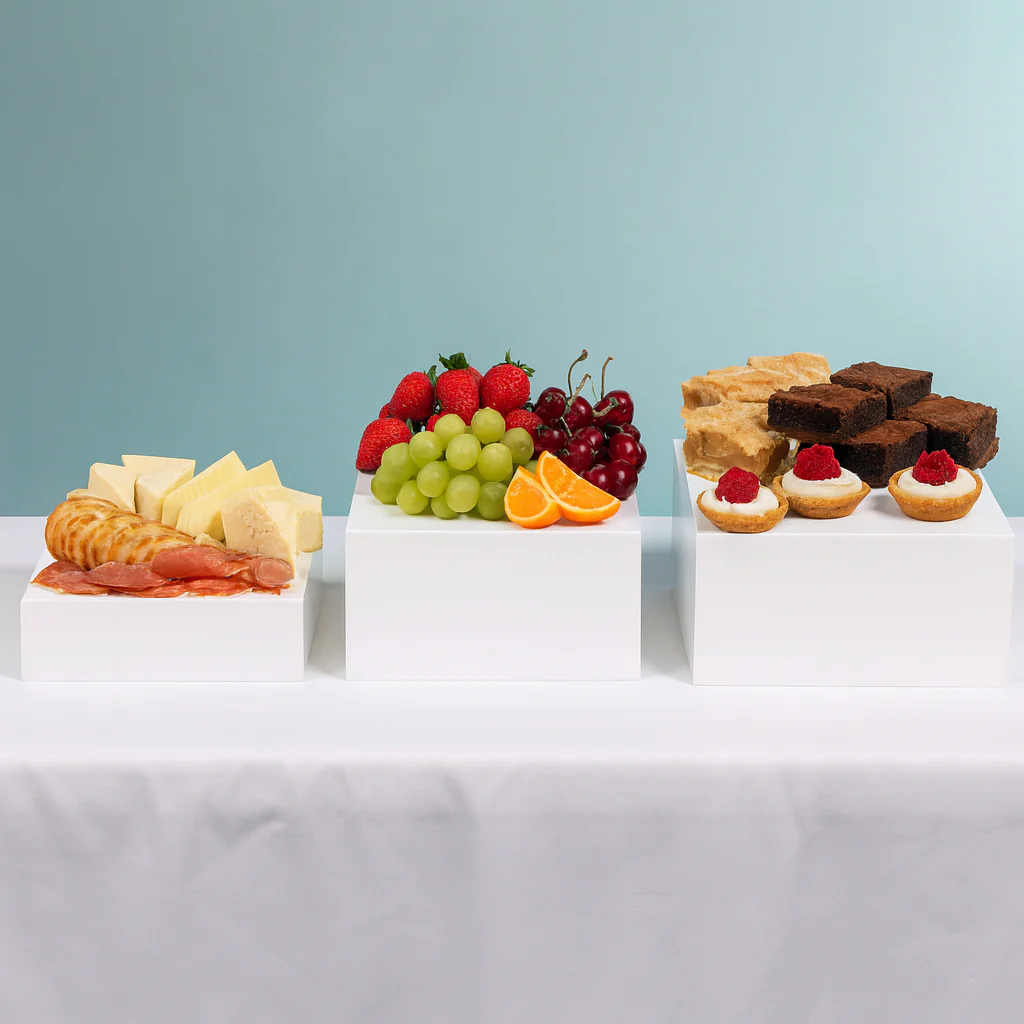 Acrylic Cube Table Riser Set - White (3pc) - Image 2