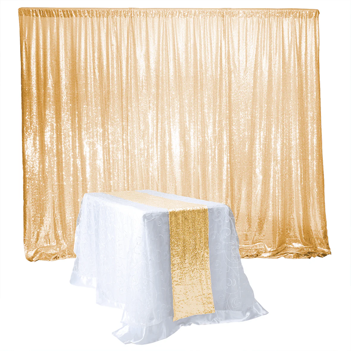 Sequin Backdrop Panel / Curtain - Antique Gold (1.25x3m) - Image 3
