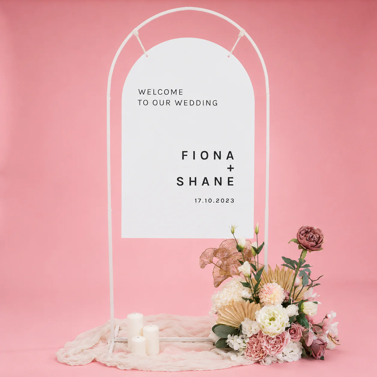 Arched Height Adjustable Freestanding Sign / Frame - White (90cm x 180cm) - Image 3