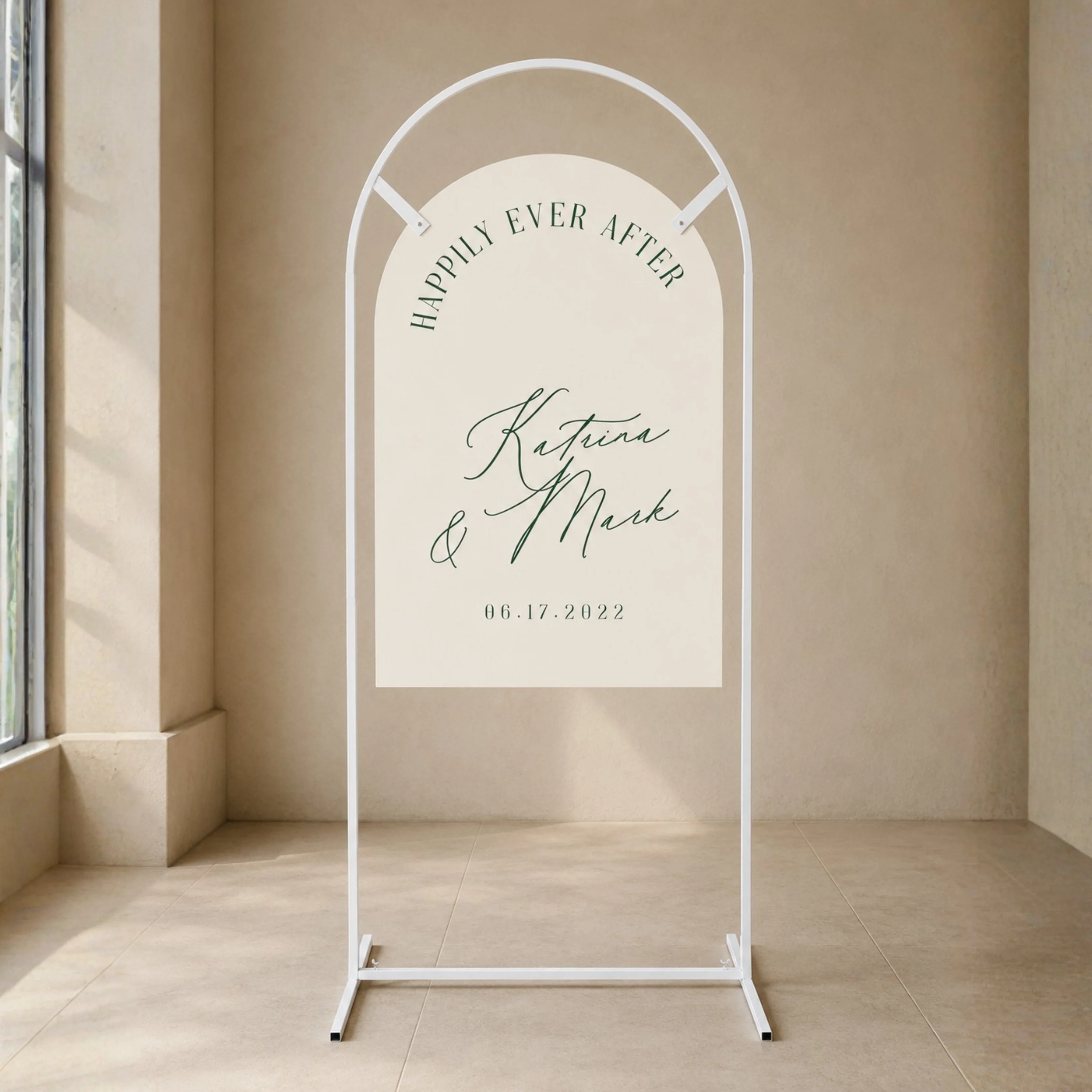 Arched Height Adjustable Freestanding Sign / Frame - White (90cm x 180cm) - Image 4
