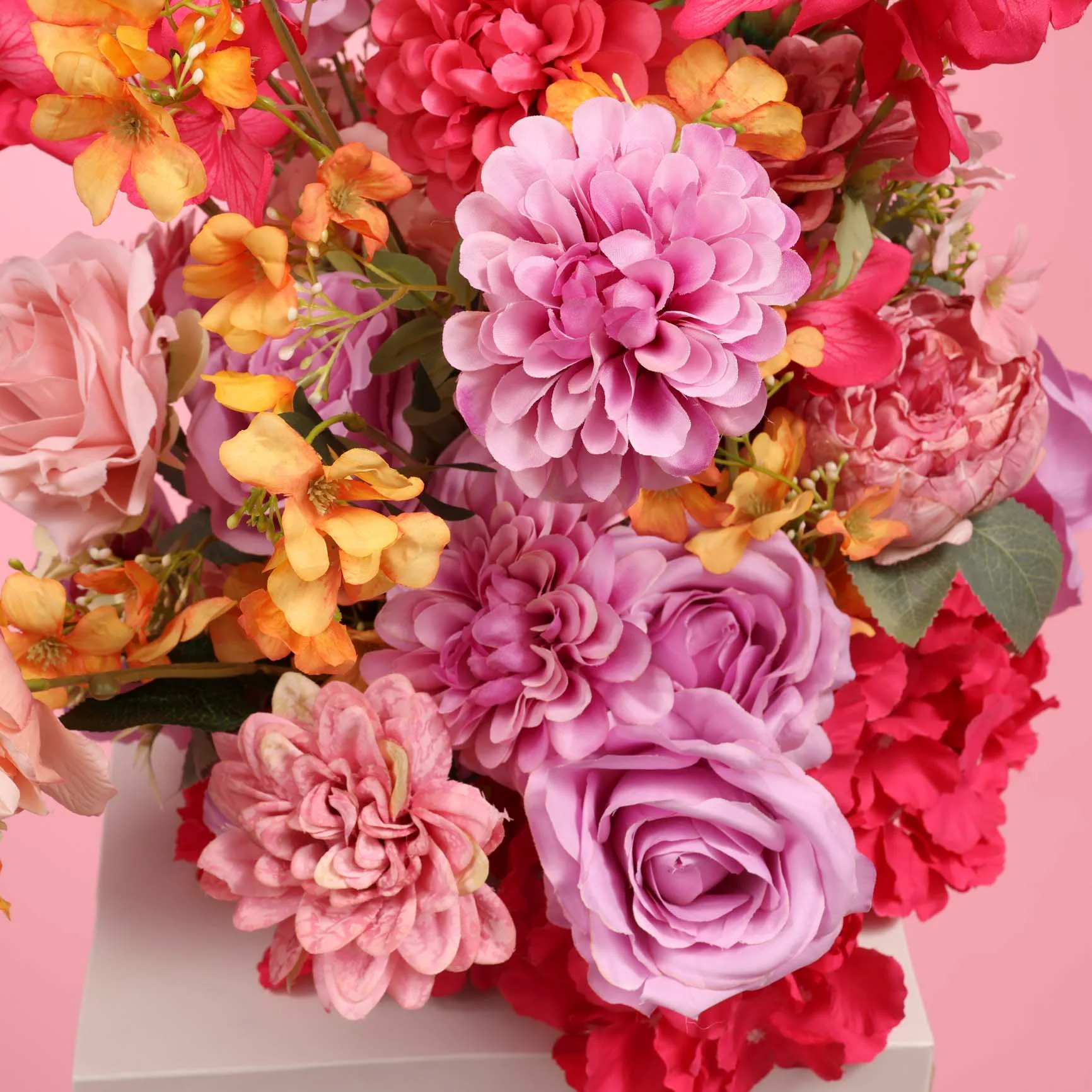 Artificial Flower Arrangement - Pink, Purple & Orange - Image 3