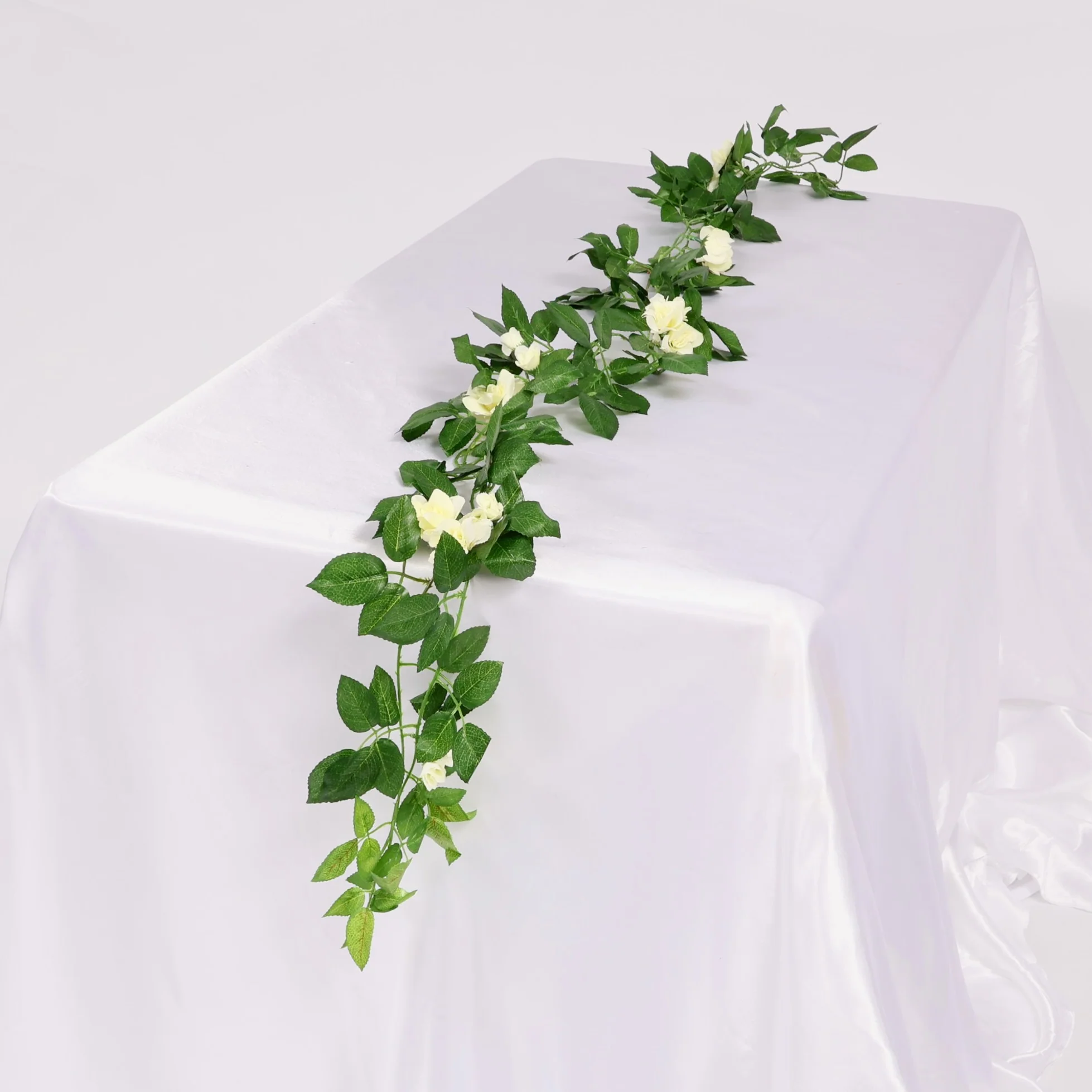 CLEARANCE 2pc Rose Artificial Flower Vine - 4cm Head - White (1.6m) - Image 3