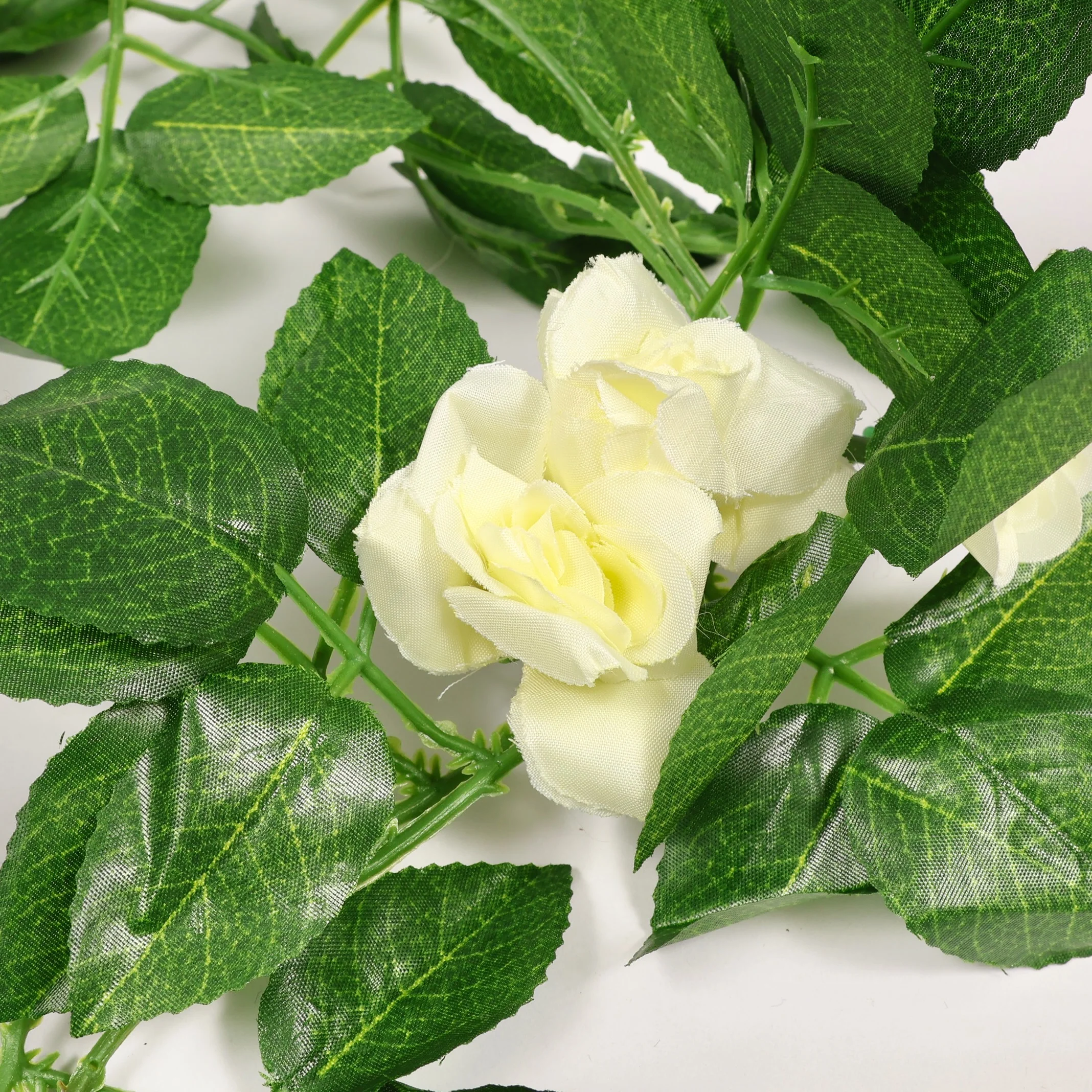 CLEARANCE 2pc Rose Artificial Flower Vine - 4cm Head - White (1.6m) - Image 4