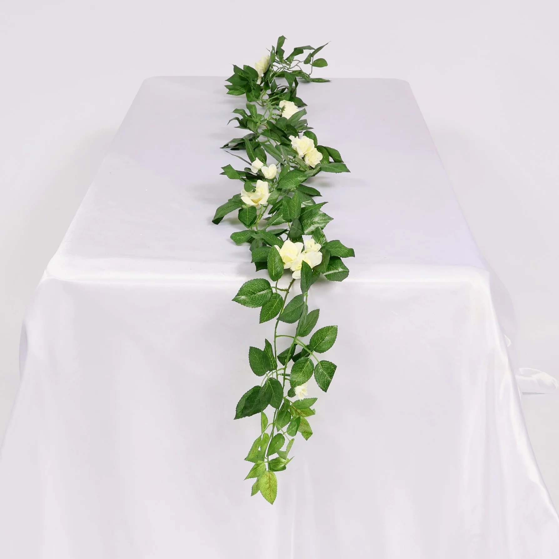CLEARANCE 2pc Rose Artificial Flower Vine - 4cm Head - White (1.6m) - Image 5