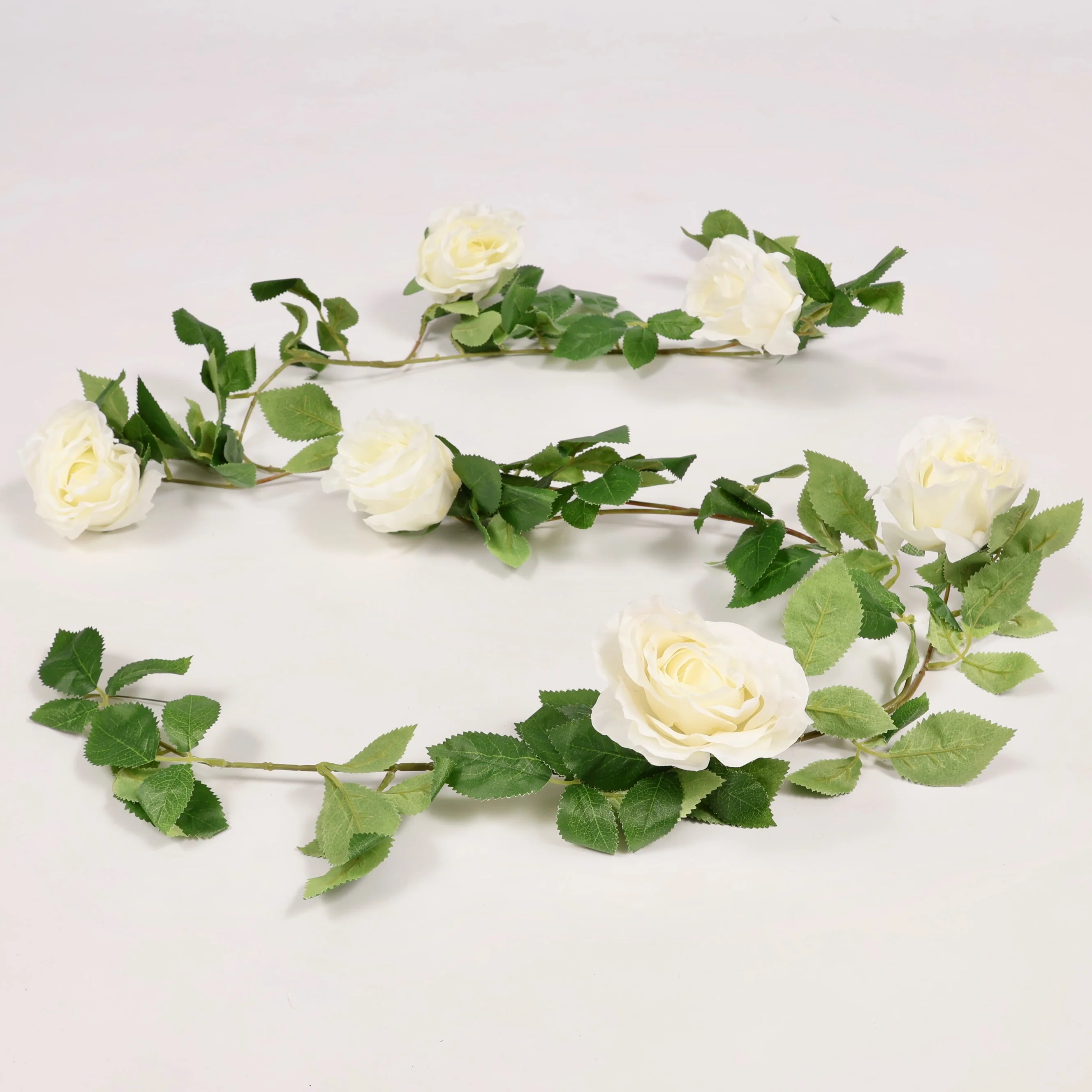 Rose Artificial Flower Vine - 9cm Head - White (1.6m)