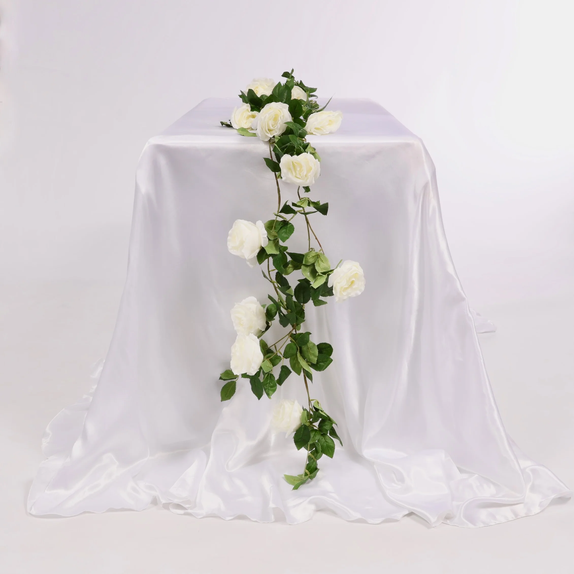 Rose Artificial Flower Vine - 9cm Head - White (1.6m) - Image 2