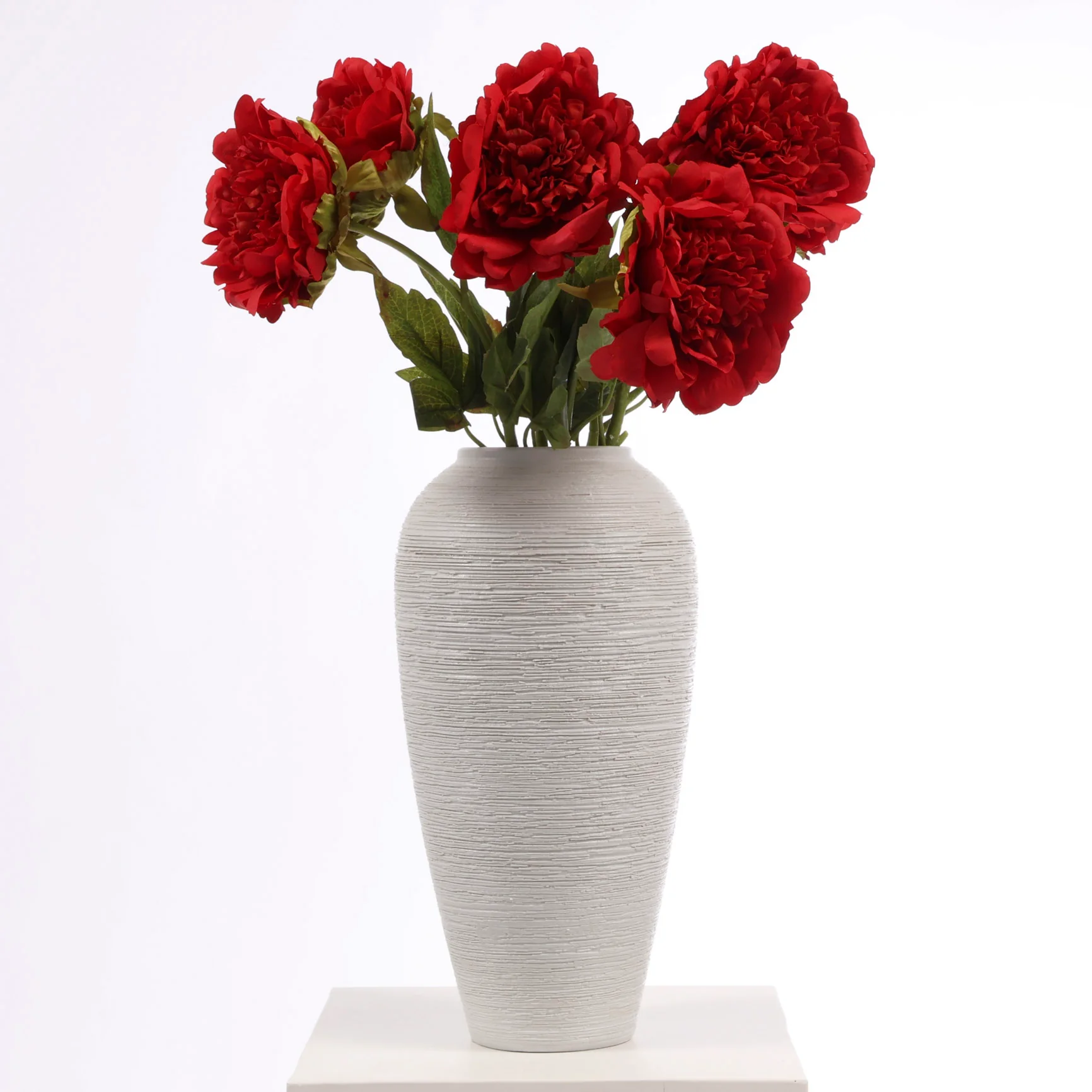 Artificial Real Touch Peony Rose - Large Stem - Red - Image 2