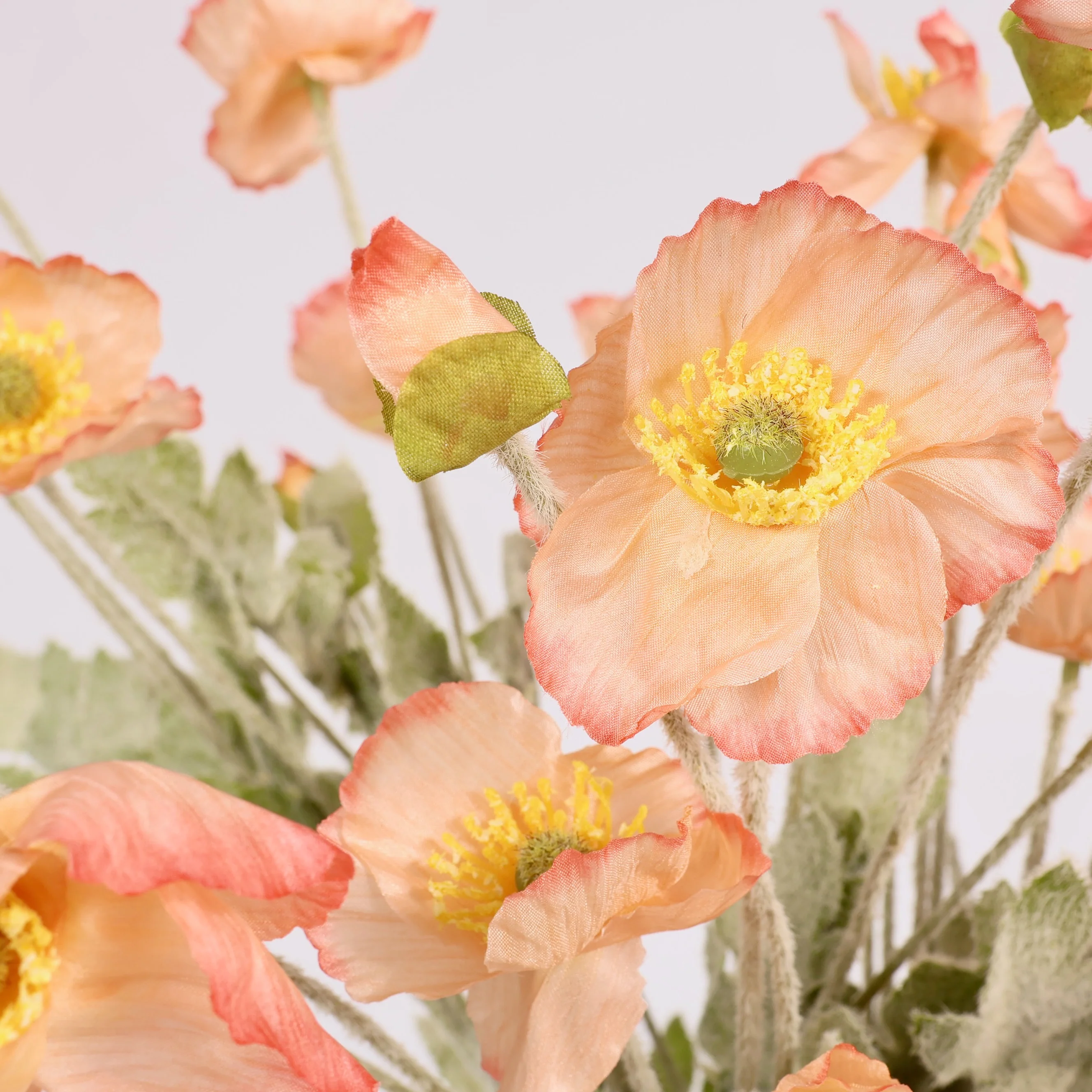 Artificial Poppy Spray - Peach - Image 4