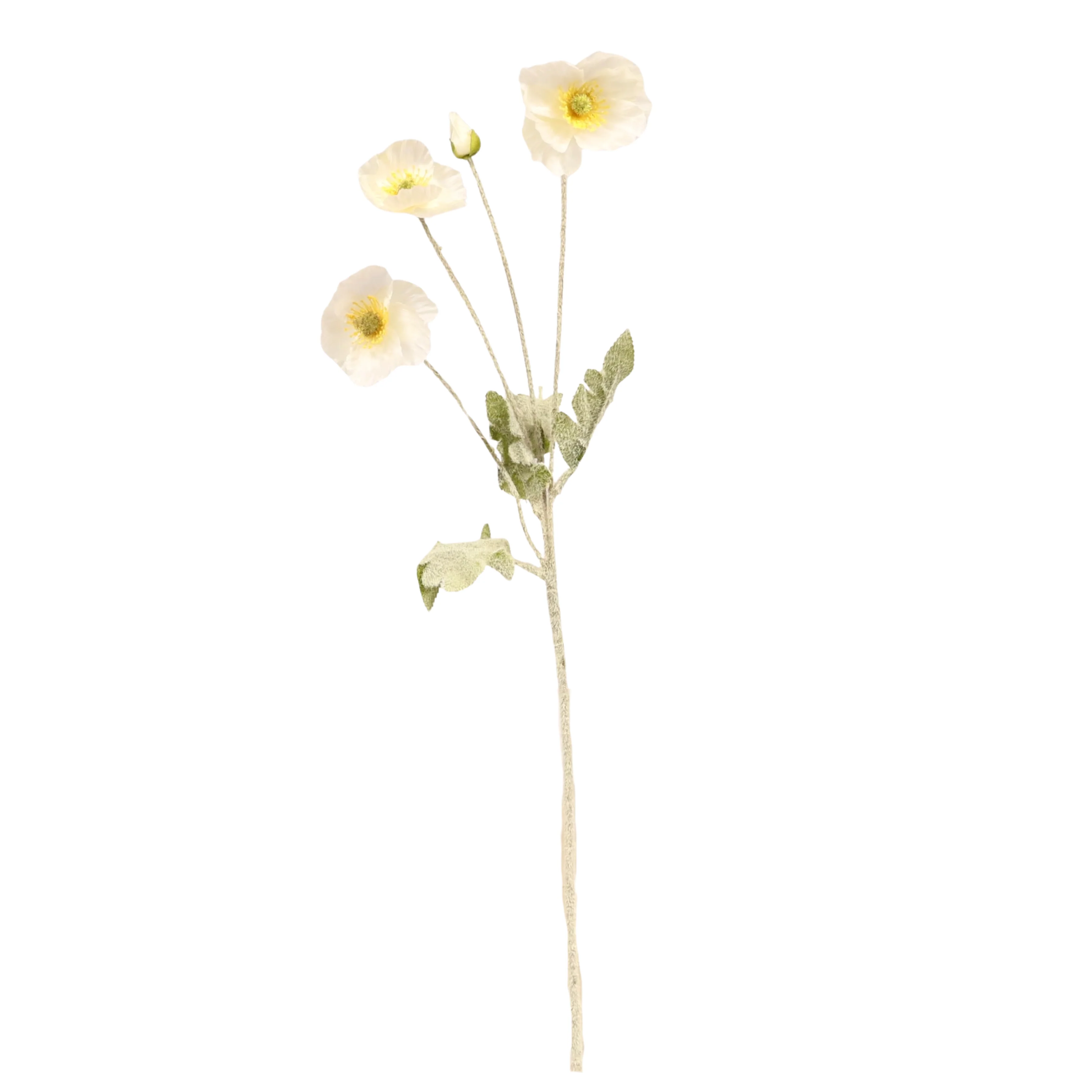 Artificial Poppy Spray - White - Image 3