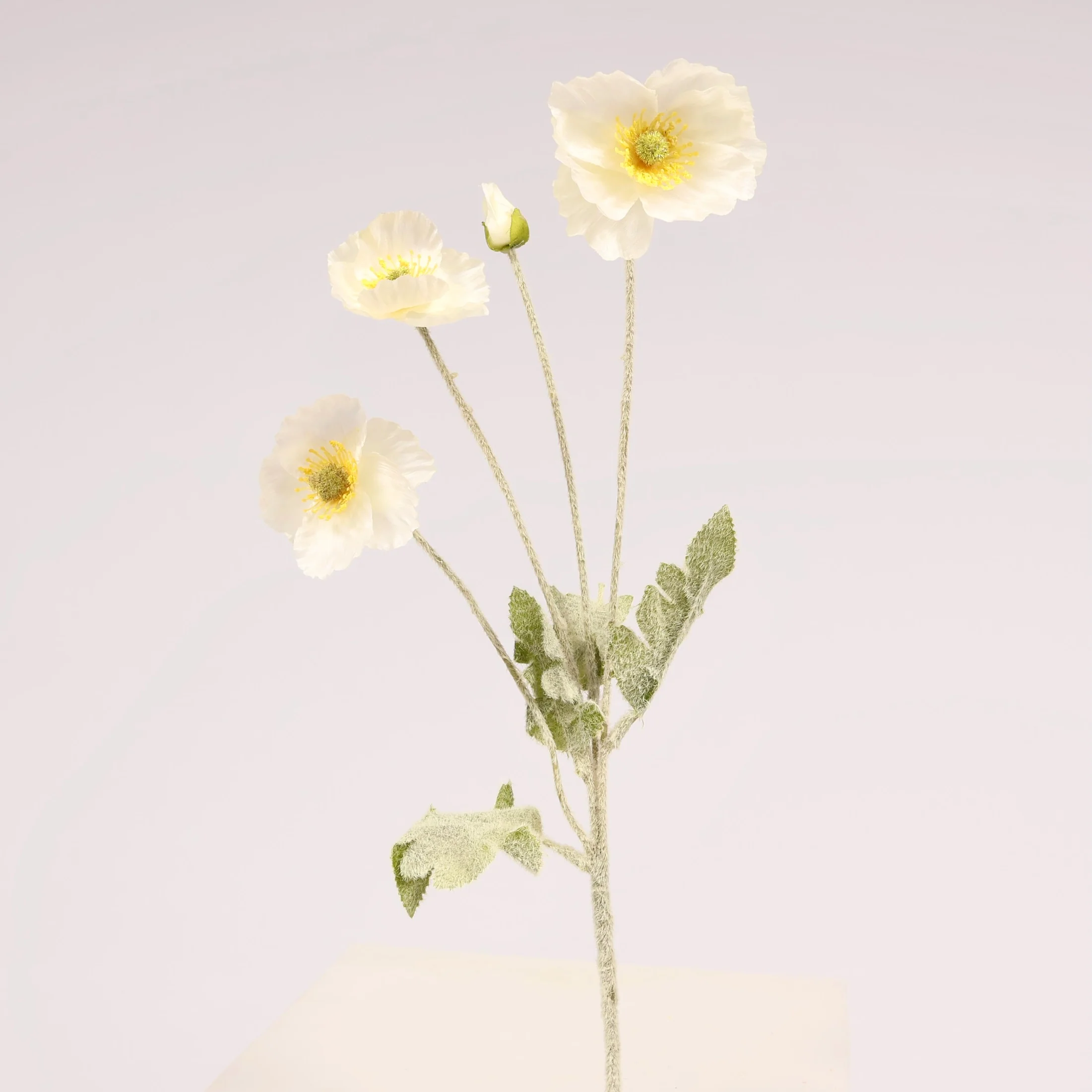 Artificial Poppy Spray - White - Image 4