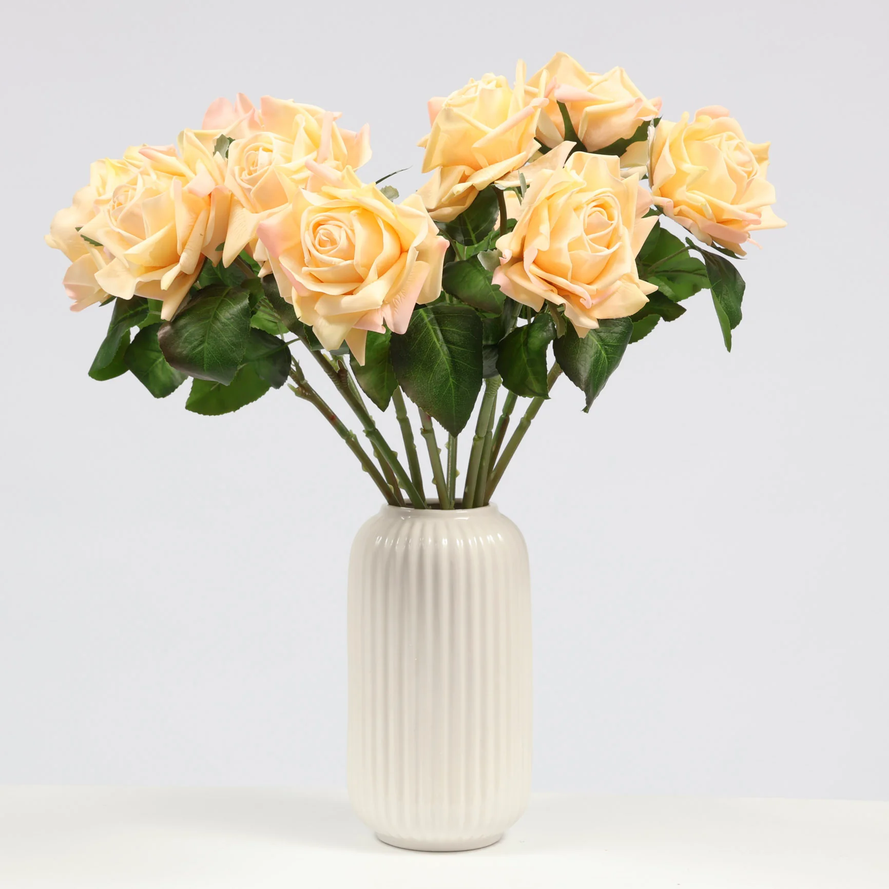 Artificial Real Touch Rose Stem - Peach - Image 2