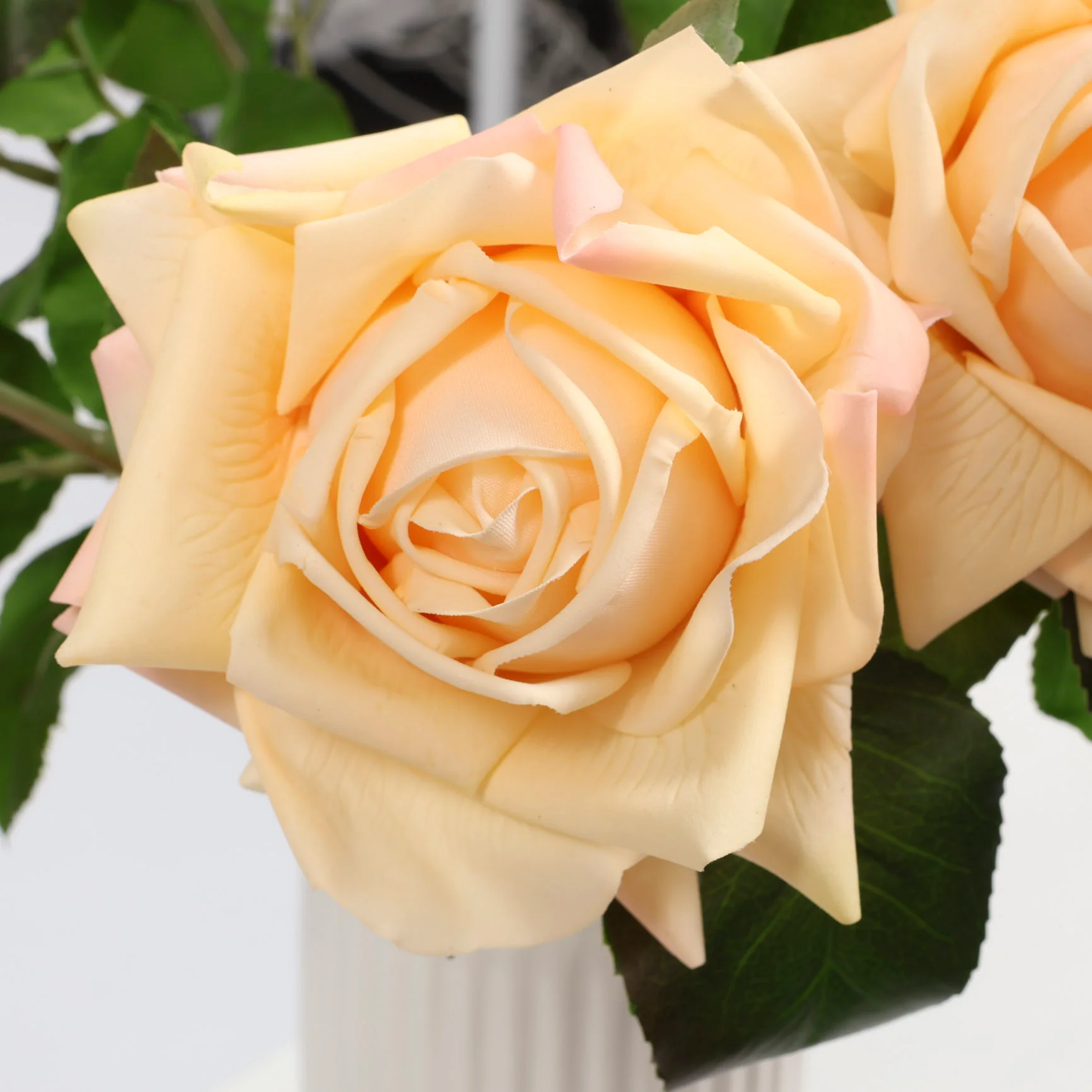 Artificial Real Touch Rose Stem - Peach - Image 3