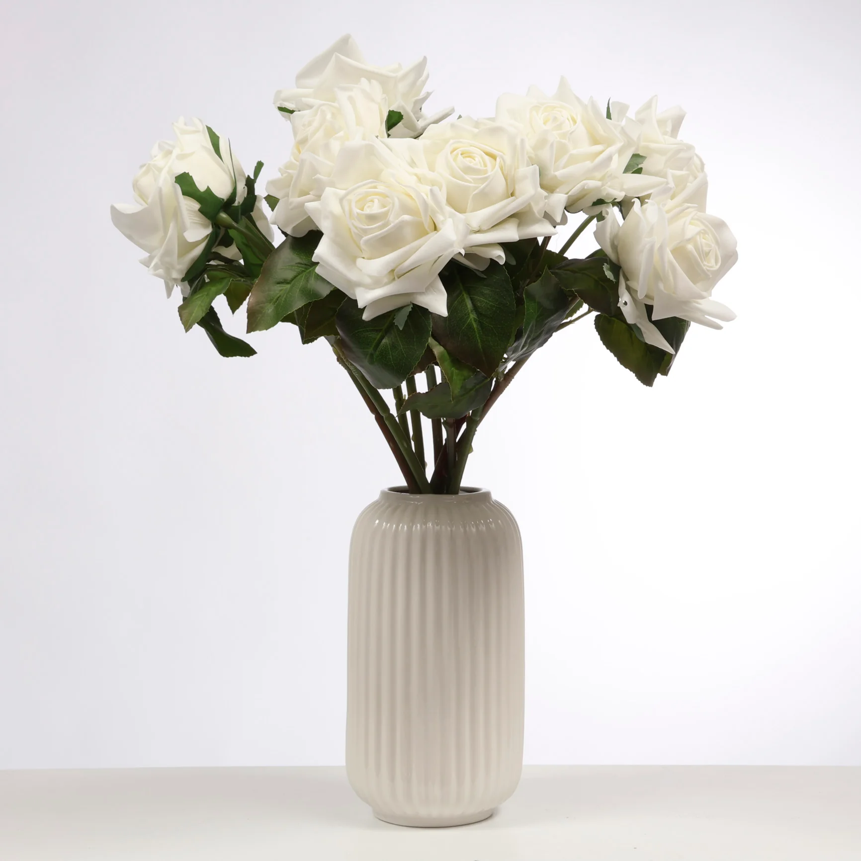 Artificial Real Touch Rose Stem - White - Image 2