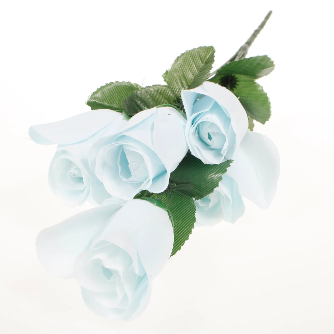 CLEARANCE Artificial Silk Premium Rose Bud Bouquet - Light Blue - Image 5