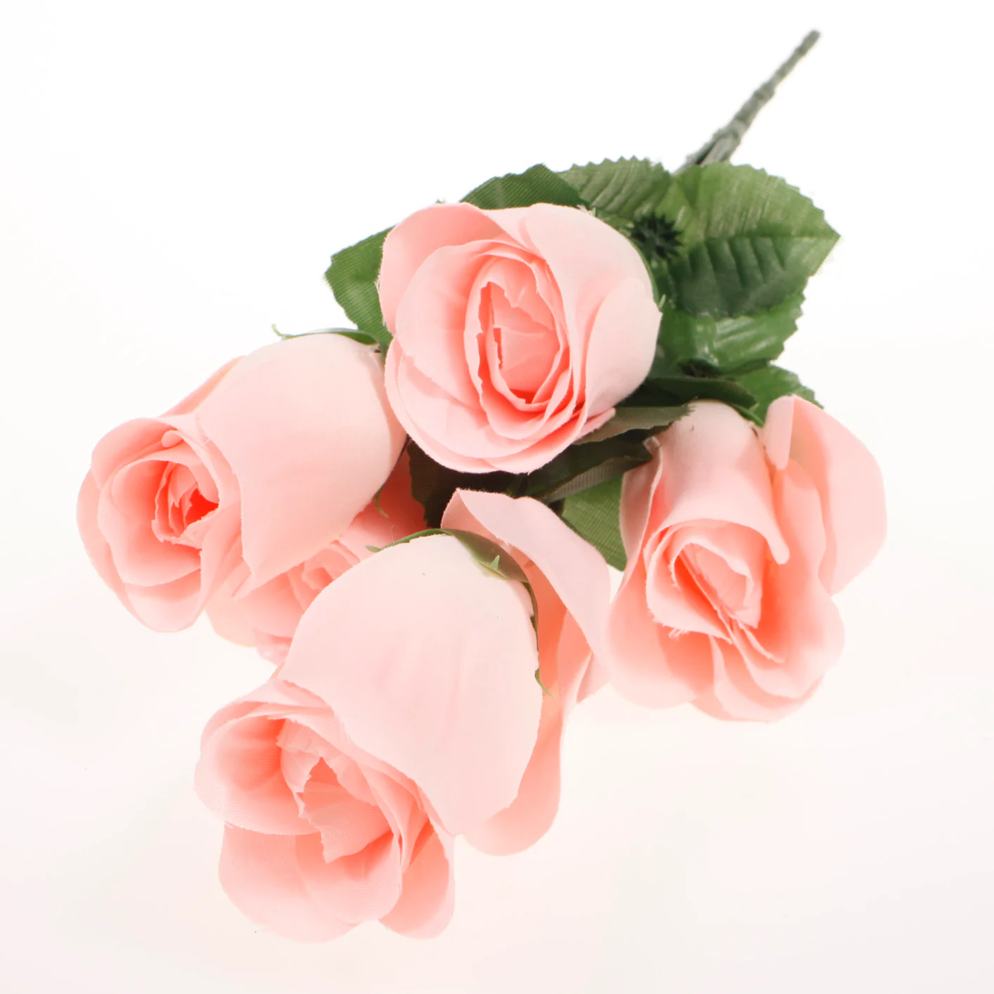 CLEARANCE Artificial Silk Premium Rose Bud Bouquet - Peach - Image 5