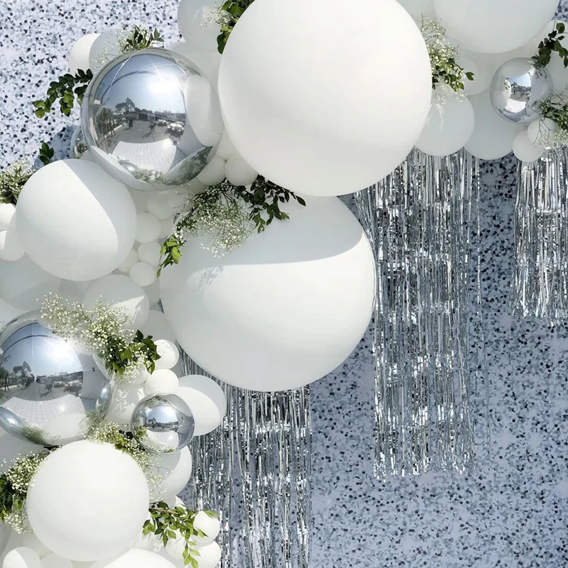 Balloon Garland Kit - Silver and White (125pc) - Image 4