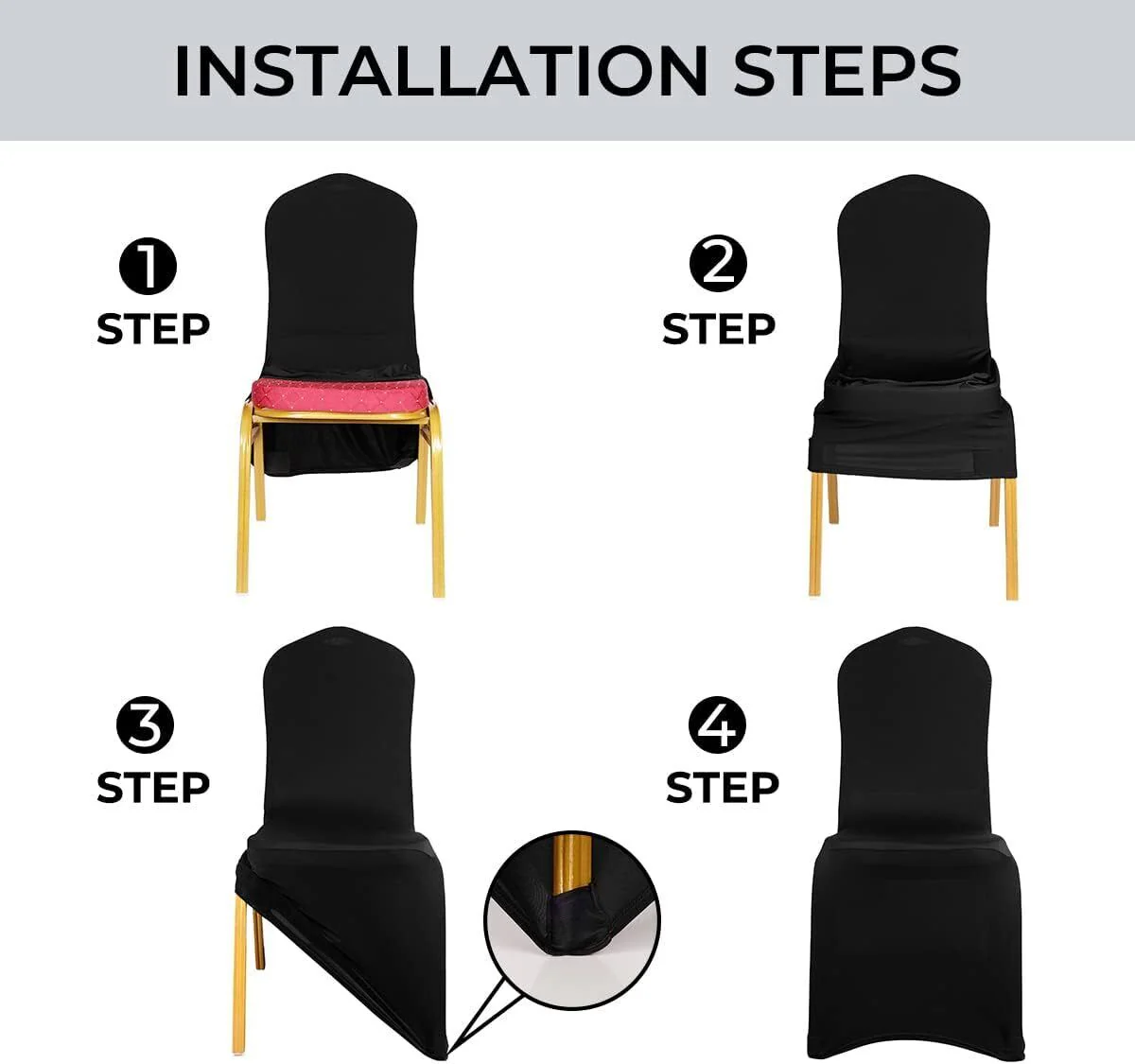 Lycra Chair Covers - Black (210gsm) - Image 10