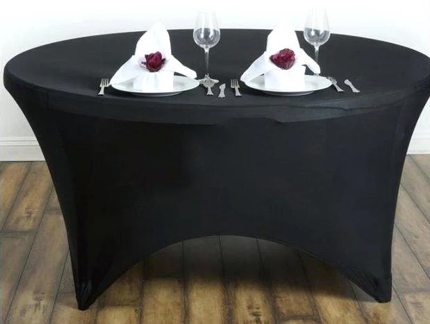 Round Lycra Fitted Tablecloth - Black (6ft) - Image 2