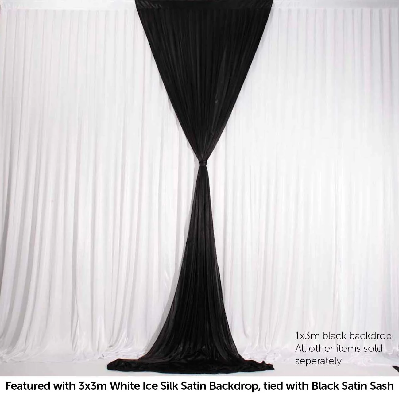 Ice Silk Satin Convertible Backdrop Panel - Black (1x3m) - Image 3