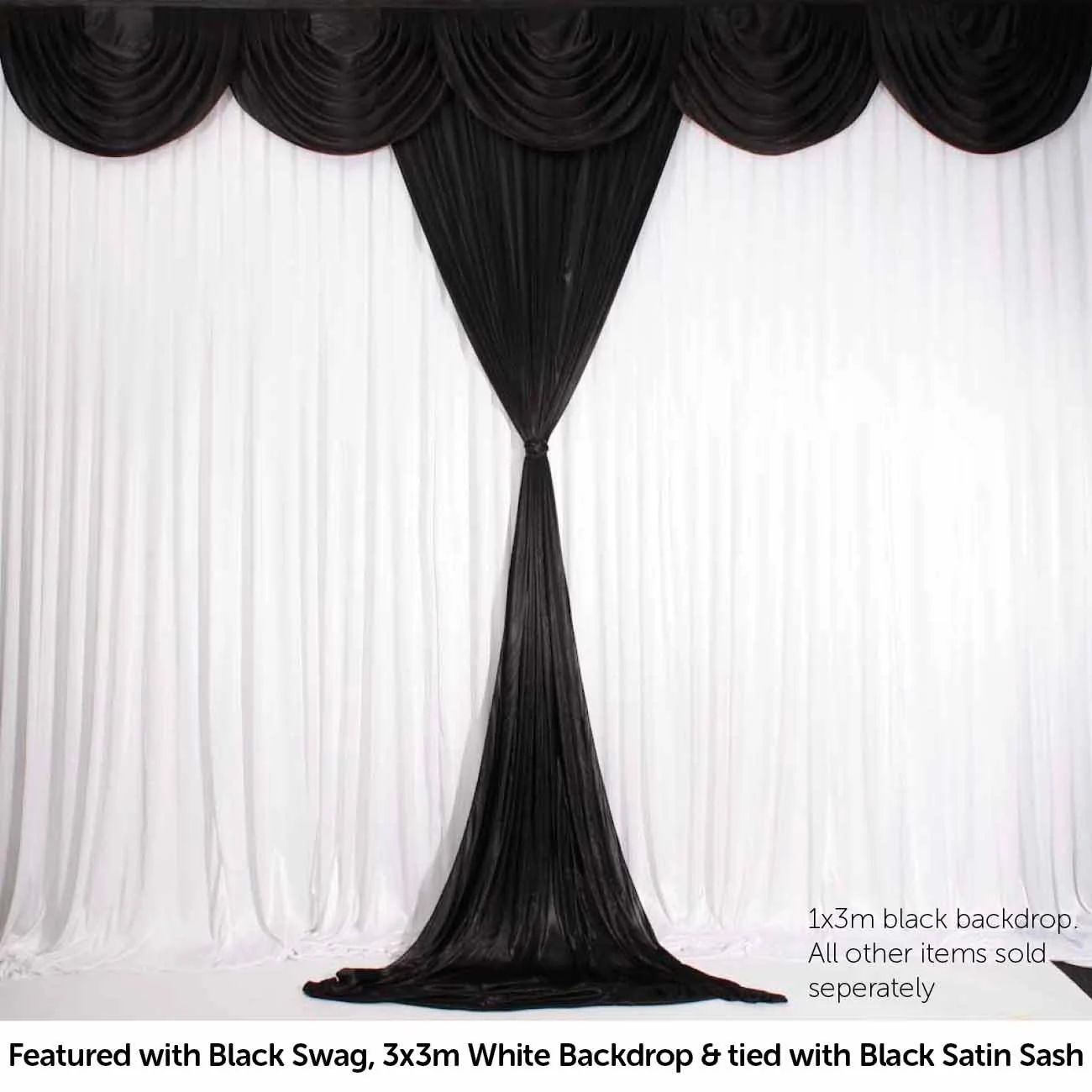 Ice Silk Satin Convertible Backdrop Panel - Black (1x3m) - Image 4