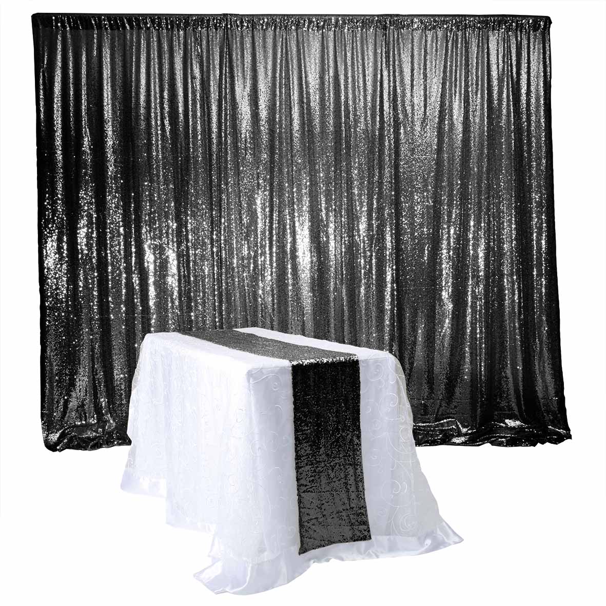 Sequin Backdrop Panel / Curtain- Black (1.25x3m) - Image 3
