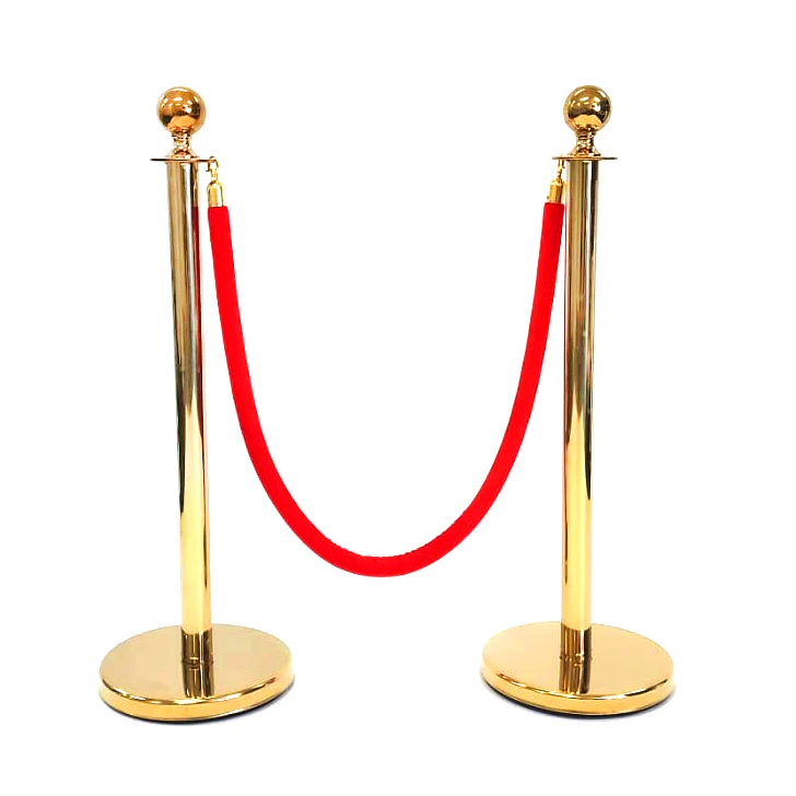 Bollard / Stanchion & Velvet Rope Set (Gold with Red Rope)