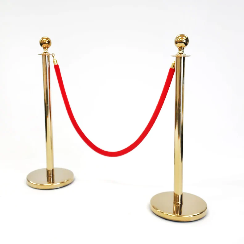 Bollard / Stanchion & Velvet Rope Set (Gold with Red Rope) - Image 2