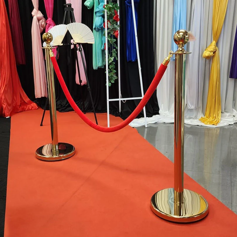 Bollard / Stanchion & Velvet Rope Set (Gold with Red Rope) - Image 3