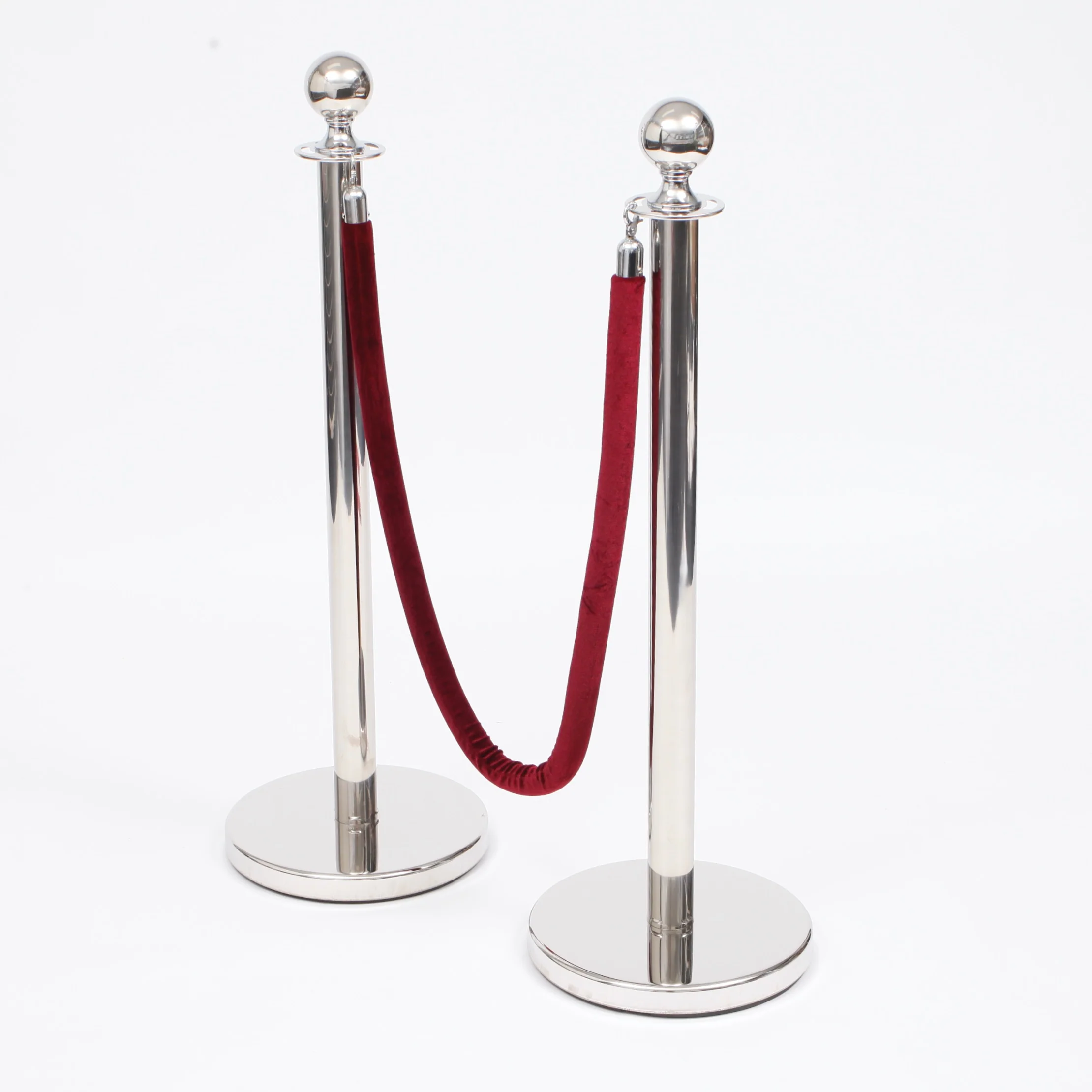 Bollard Velvet Rope - Burgundy (Silver Clips) - Image 3