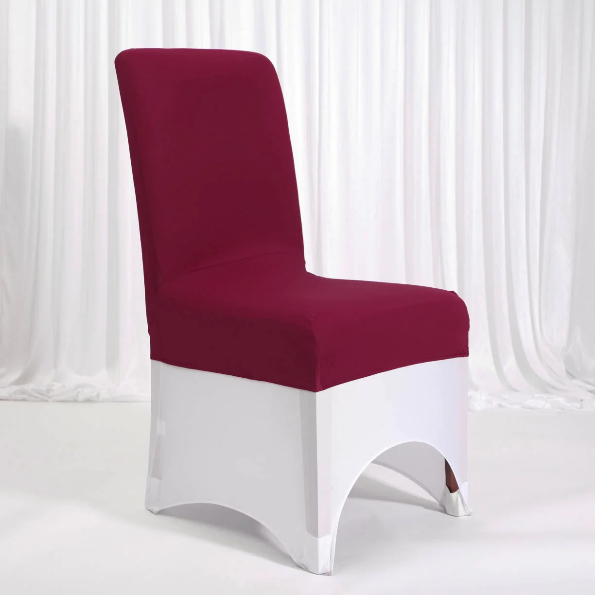 Lycra Dining Chair Covers (Toppers) - Burgundy Wine Red - Image 3