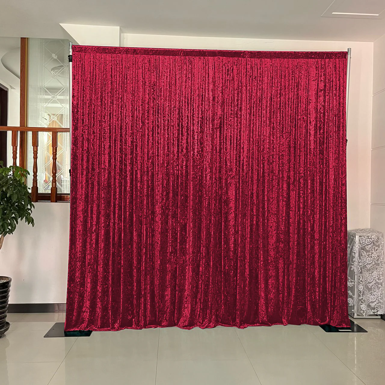 Velvet Backdrop Curtain - Burgundy (3x3m) - Image 4