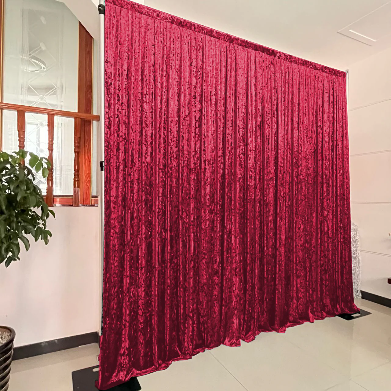 Velvet Backdrop Curtain - Burgundy (3x3m) - Image 5