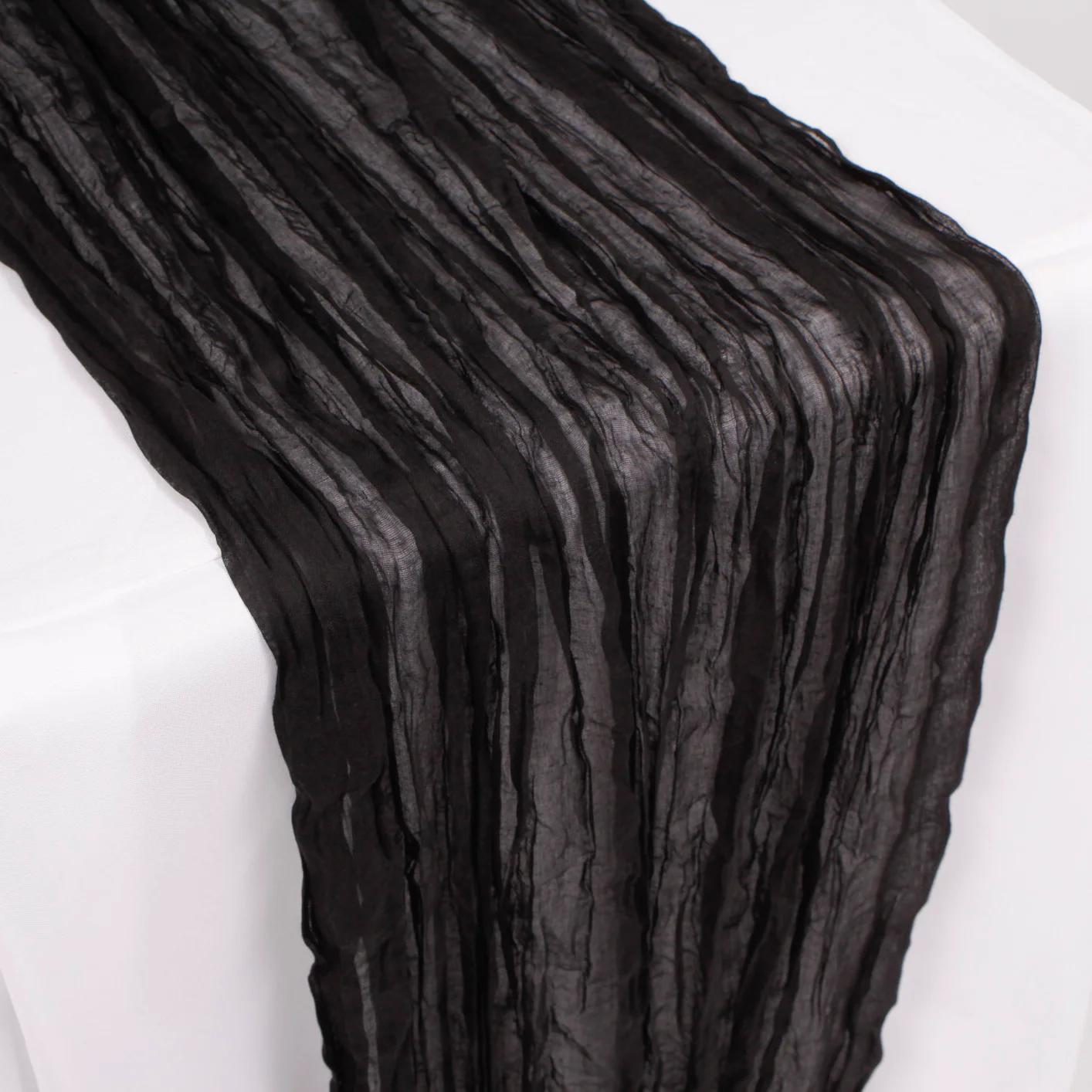 Cheesecloth Table Runner - Black - Image 2