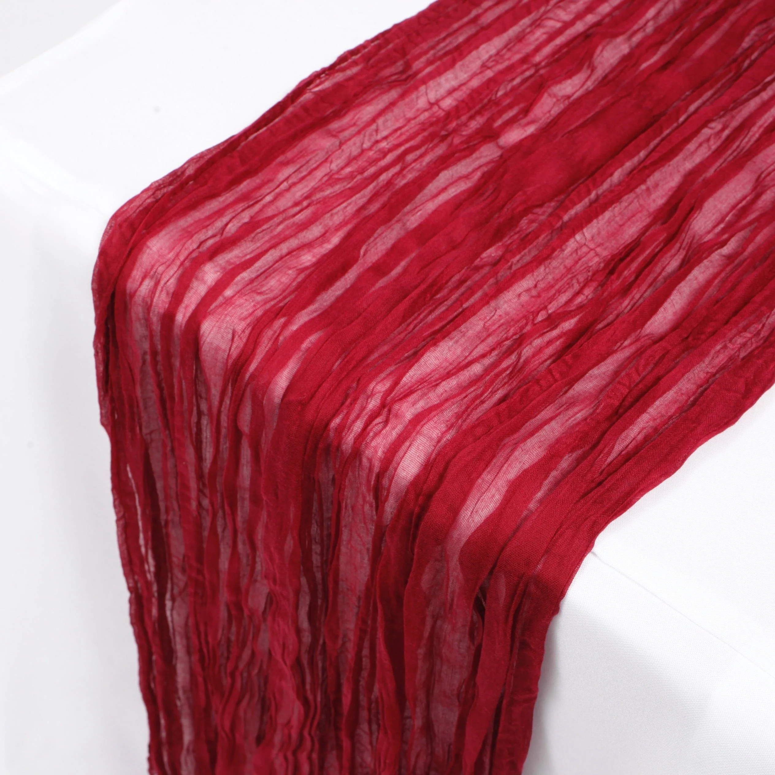 Cheesecloth Table Runner - Burgundy - Image 2