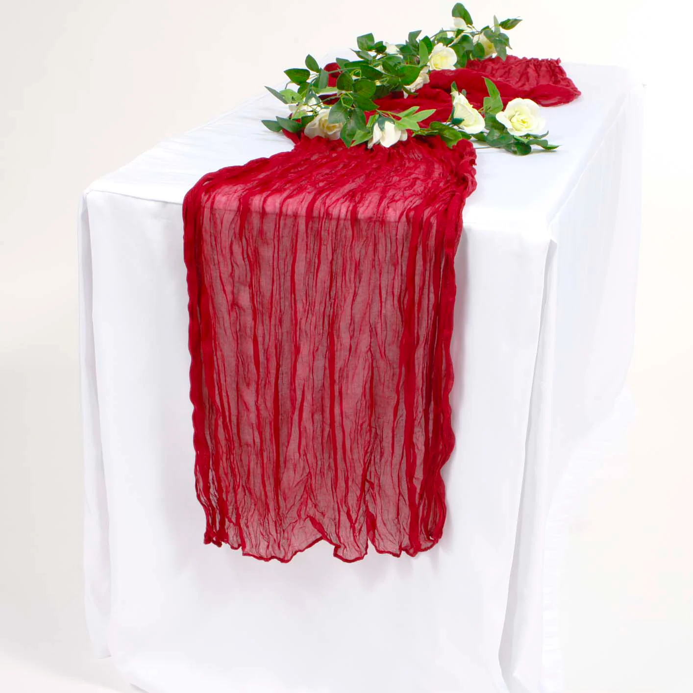 Cheesecloth Table Runner - Burgundy - Image 4