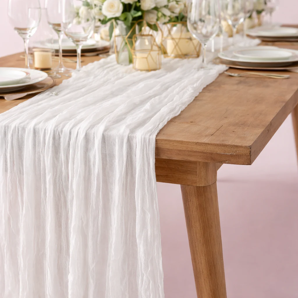 Cheesecloth Table Runner - Extra Long (12m) - White - Image 2