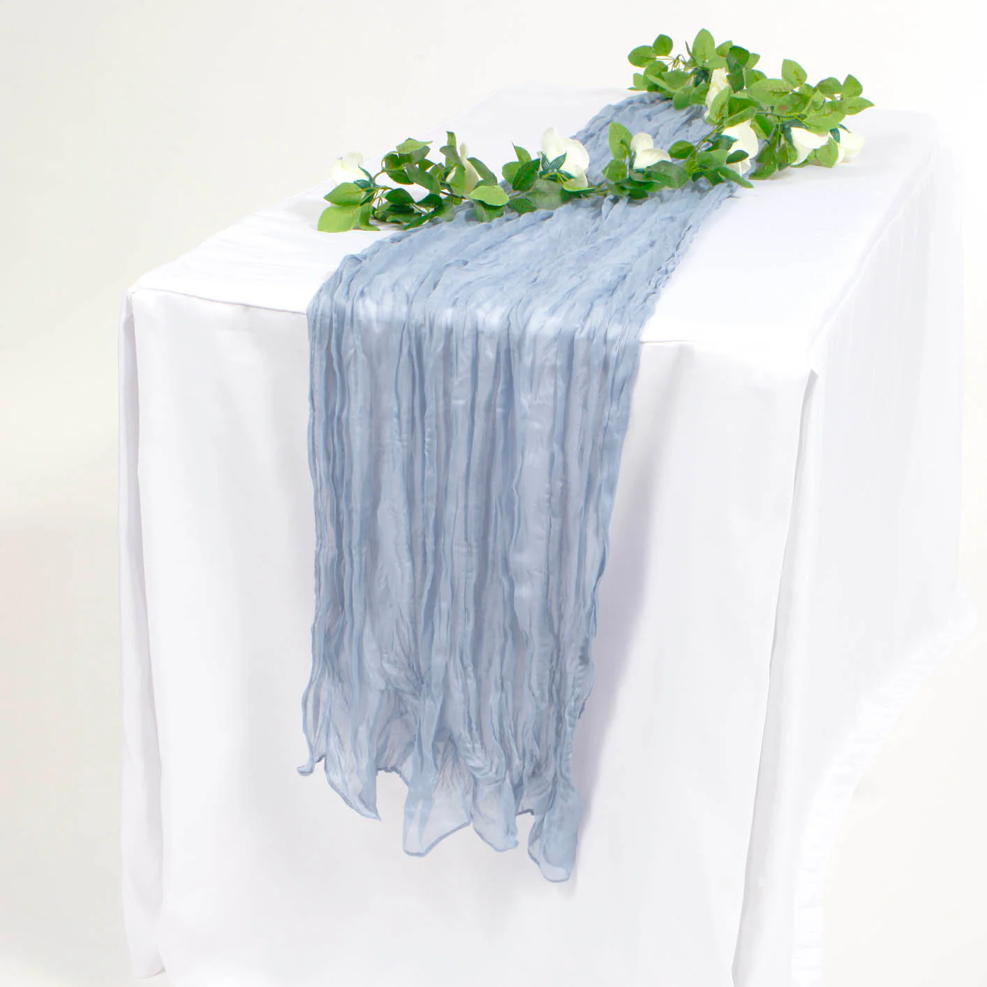 Cheesecloth Table Runner - Dusty Blue - Image 4