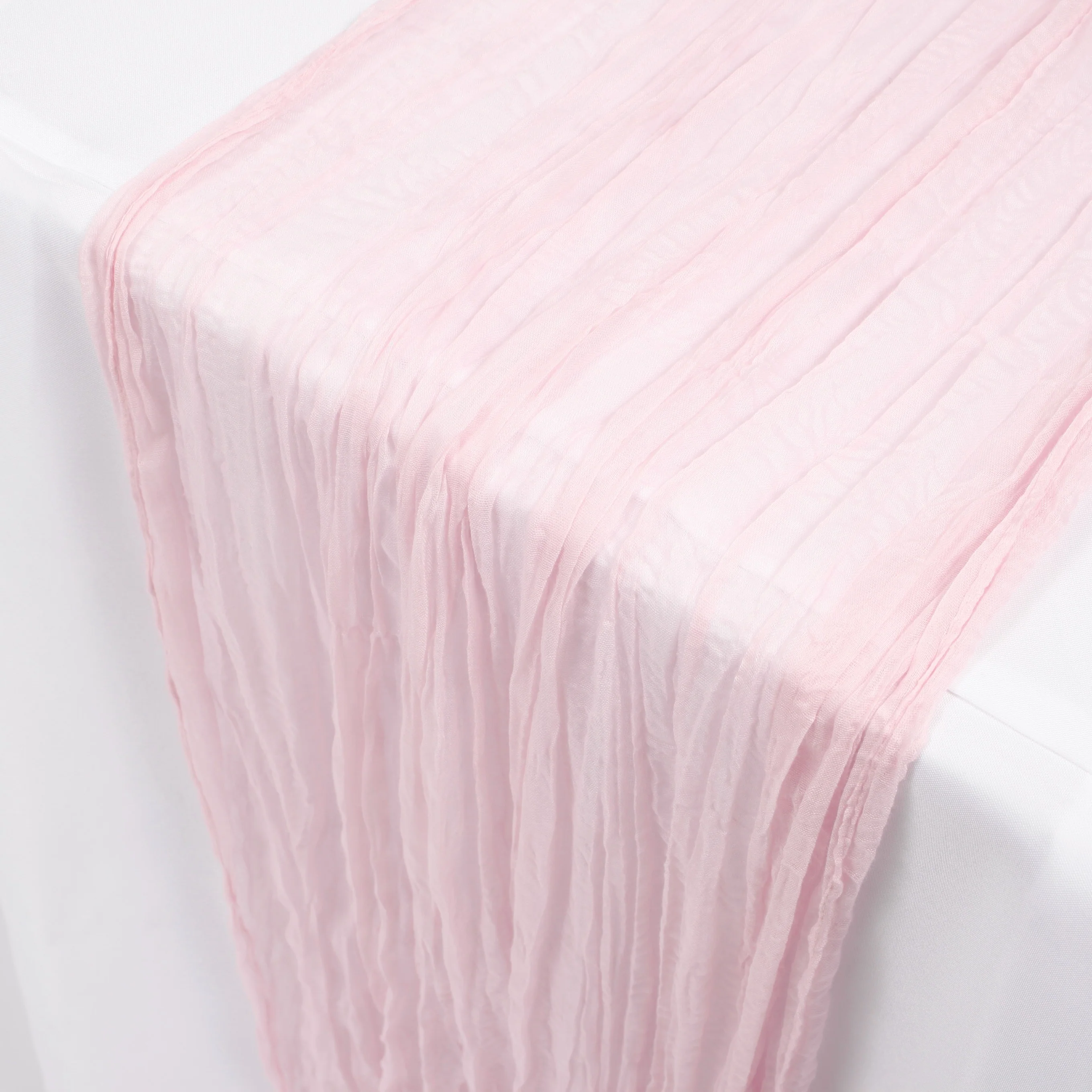 Cheesecloth Table Runner - Light Pink - Image 2